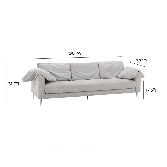 Vari Light Grey Textured Velvet Lounge Sofa 5