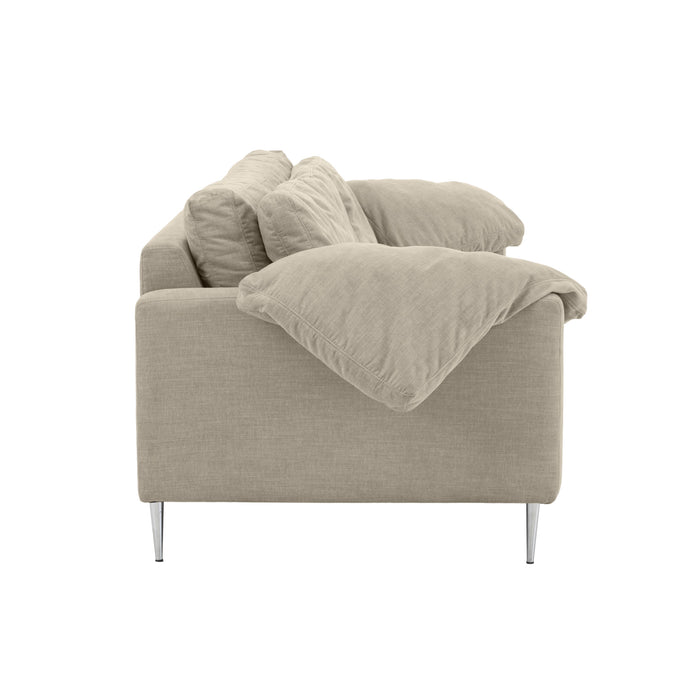 Vari Beige Textured Velvet Lounge Sofa 3