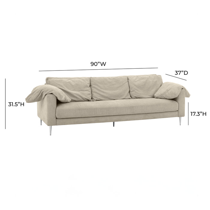 Vari Beige Textured Velvet Lounge Sofa 3
