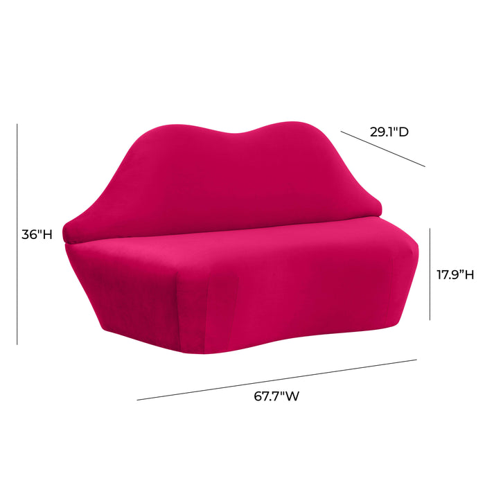 Lips Hot Pink Velvet Settee - UK