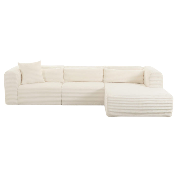 Tarra Fluffy Oversized Cream Corduroy Modular RAF Sectional - UK