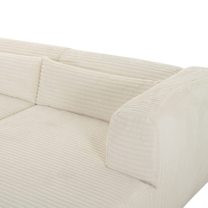 Tarra Fluffy Oversized Cream Corduroy Modular RAF Sectional - UK