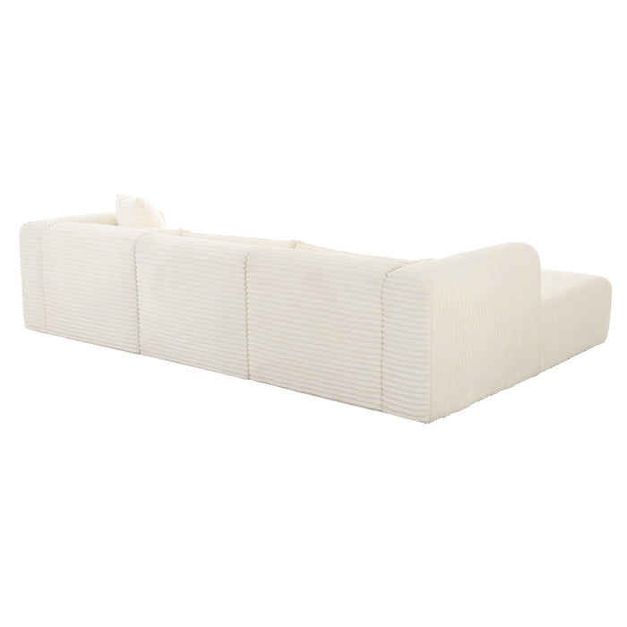 Tarra Fluffy Oversized Cream Corduroy Modular LAF Sectional - UK