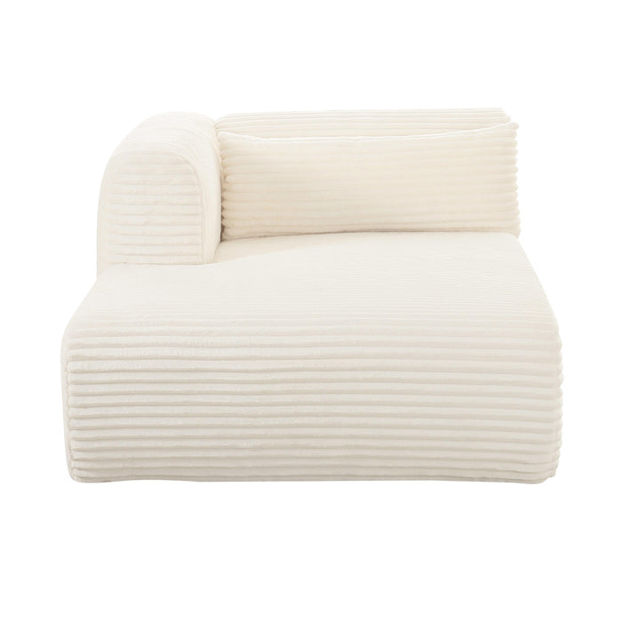 Tarra Fluffy Oversized Cream Corduroy Modular LAF Chaise - UK