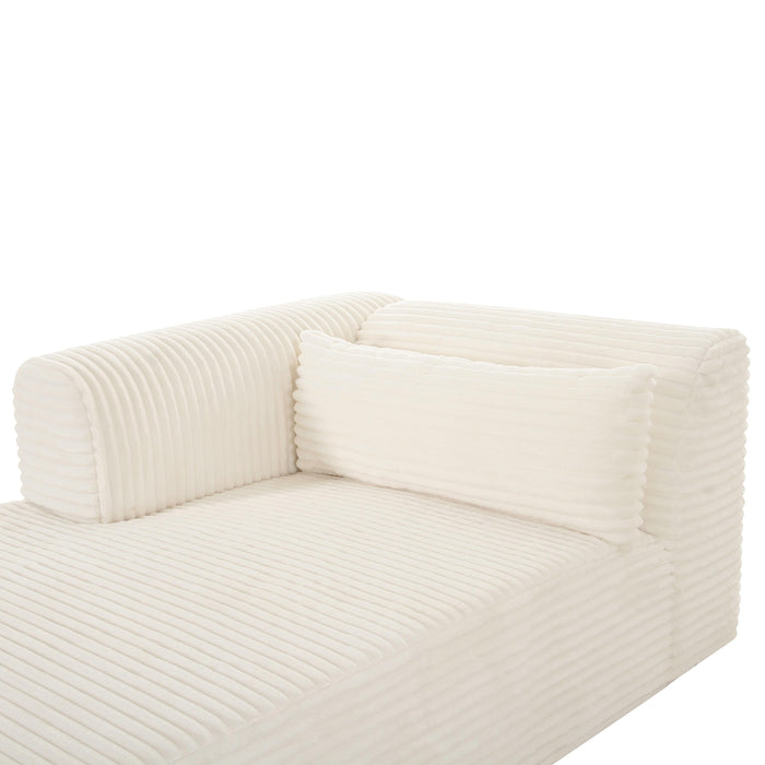 Tarra Fluffy Oversized Cream Corduroy Modular LAF Chaise - UK