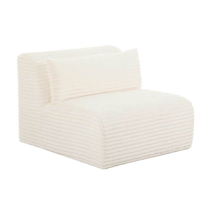 Tarra Fluffy Oversized Cream Corduroy Modular Armless Chair - UK