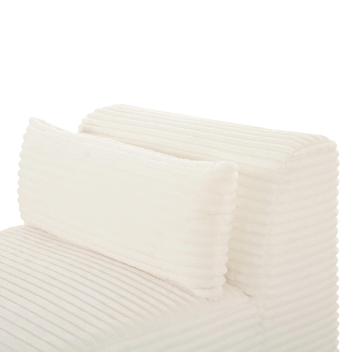 Tarra Fluffy Oversized Cream Corduroy Modular Armless Chair - UK
