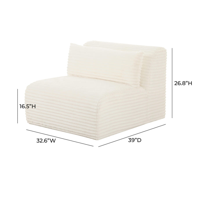 Tarra Fluffy Oversized Cream Corduroy Modular Armless Chair - UK