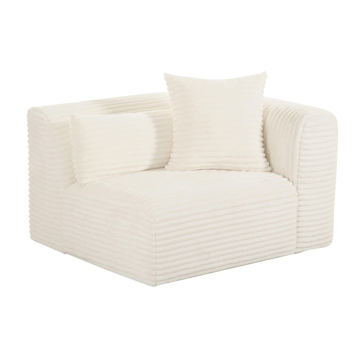 Tarra Fluffy Oversized Cream Corduroy Modular RAF Corner Chair - UK