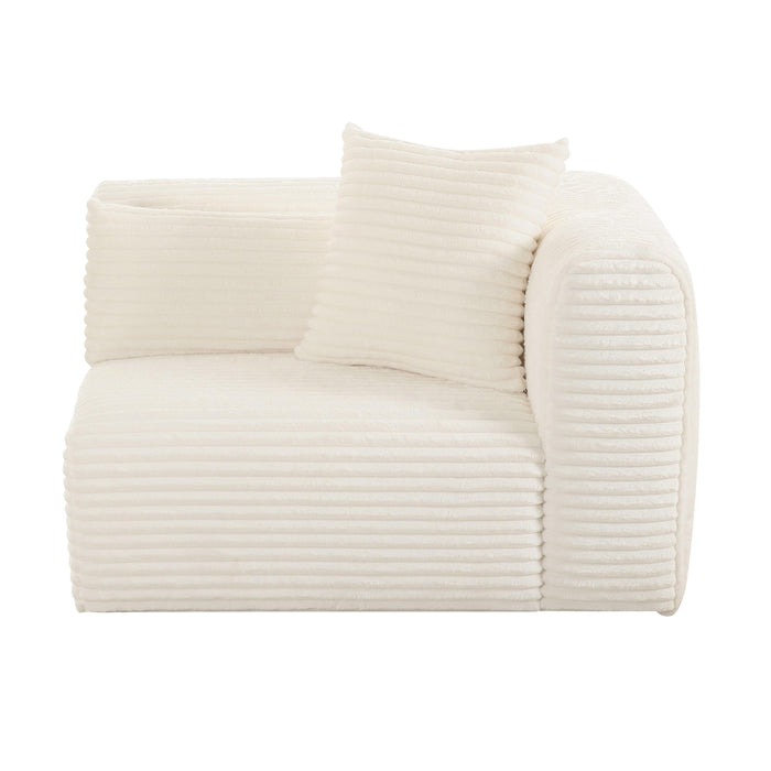 Tarra Fluffy Oversized Cream Corduroy Modular RAF Corner Chair - UK