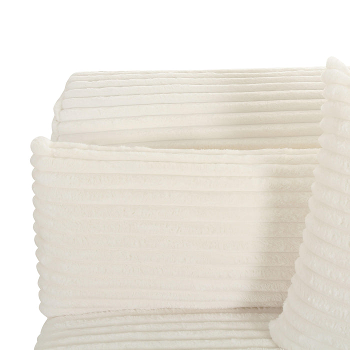 Tarra Fluffy Oversized Cream Corduroy Modular RAF Corner Chair - UK