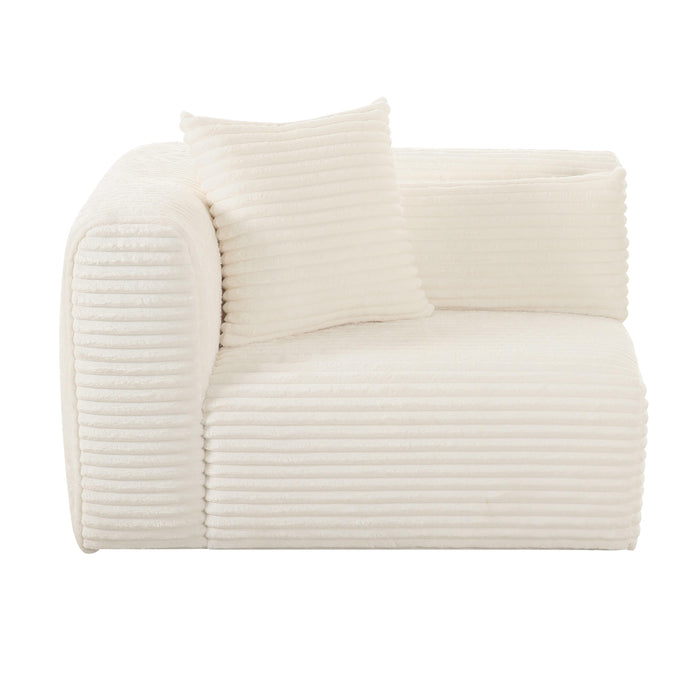 Tarra Fluffy Oversized Cream Corduroy Modular LAF Corner Chair - UK