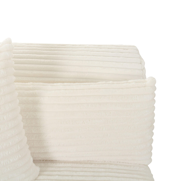 Tarra Fluffy Oversized Cream Corduroy Modular LAF Corner Chair - UK