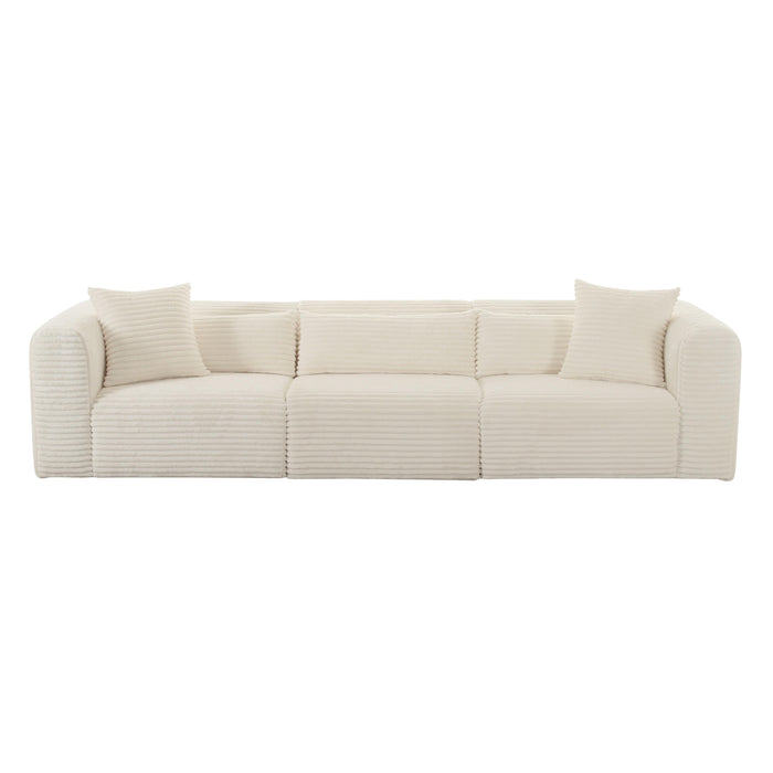 Tarra Fluffy Oversized Cream Corduroy Modular Sofa - UK