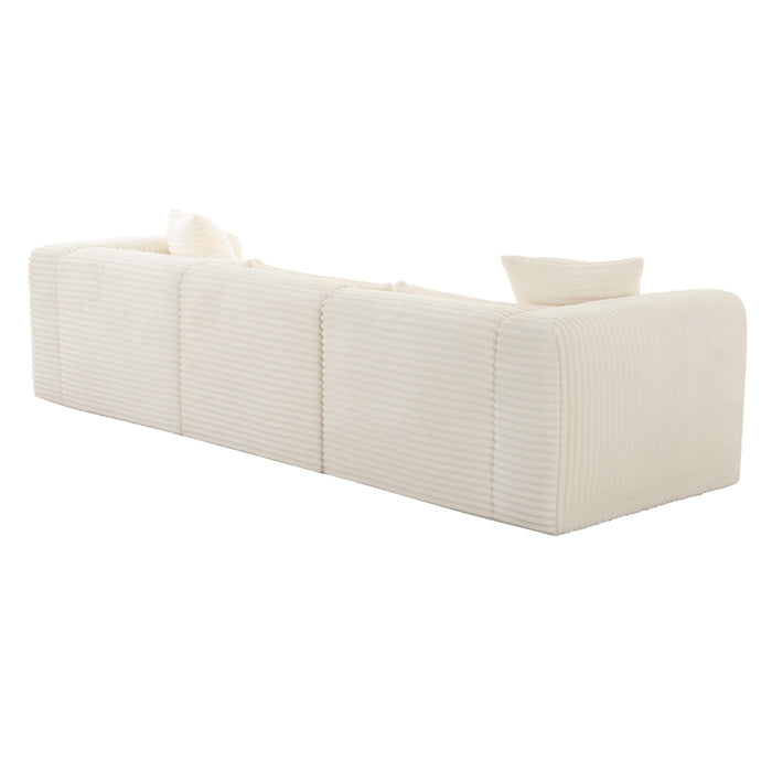 Tarra Fluffy Oversized Cream Corduroy Modular Sofa - UK