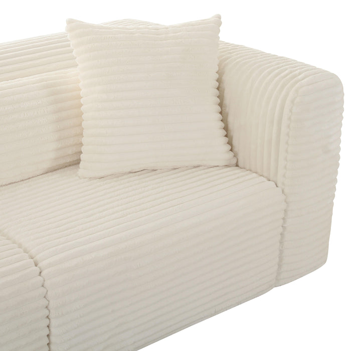 Tarra Fluffy Oversized Cream Corduroy Modular Sofa - UK