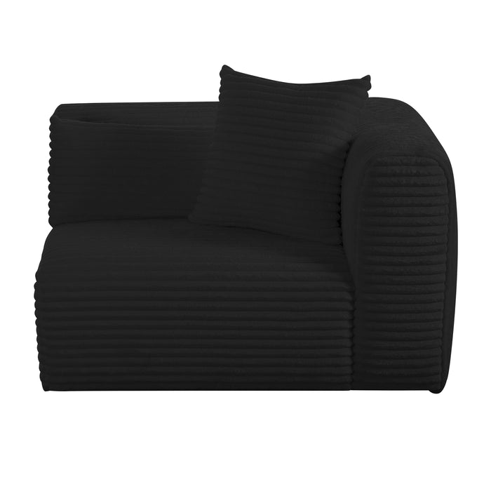 Tarra Fluffy Oversized Black Corduroy Modular RAF Corner Chair