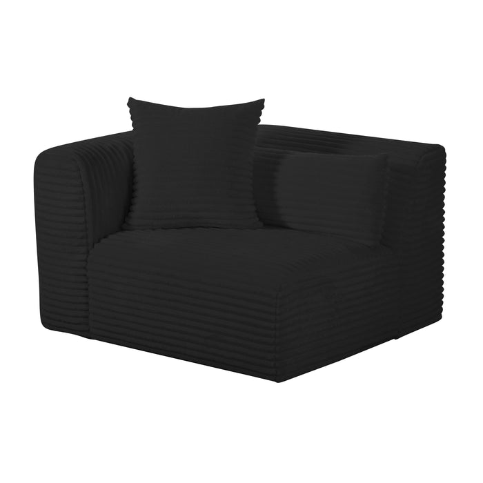 Tarra Fluffy Oversized Black Corduroy Modular LAF Corner Chair