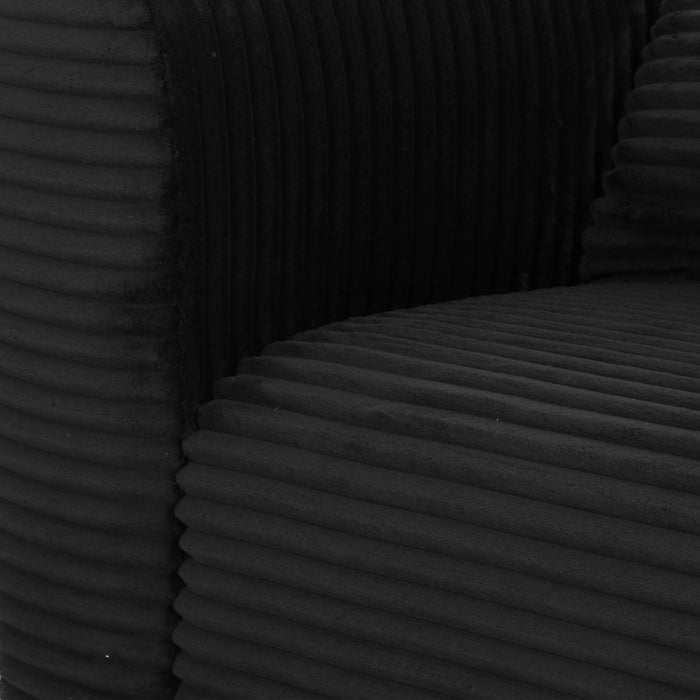 Tarra Fluffy Oversized Black Corduroy Modular LAF Corner Chair