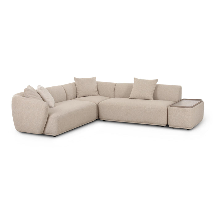 Sylvie Cream Boucle 4-Piece Right Chaise Sectional
