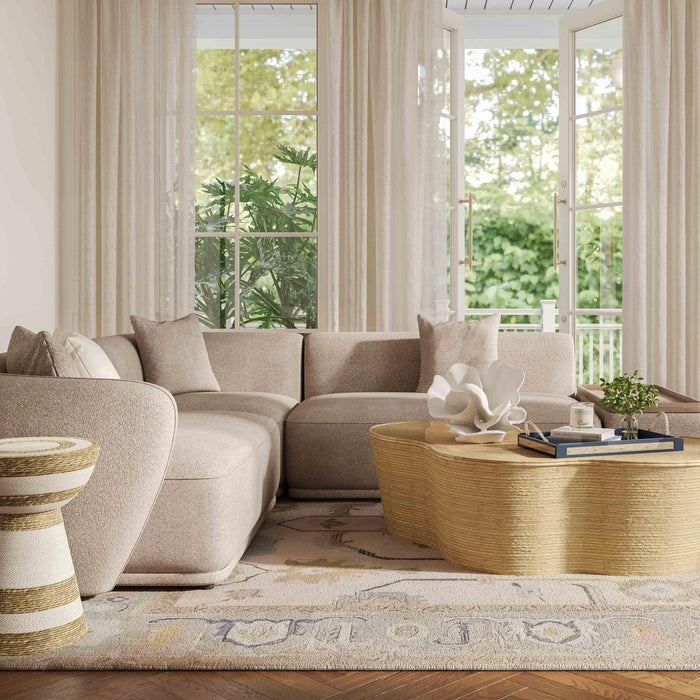 Sylvie Cream Boucle 4-Piece Right Chaise Sectional