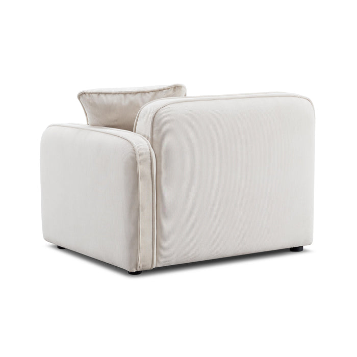 Travie White Sand Performance Corduroy Velvet RAF Corner Chair