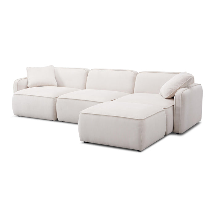 Travie White Sand Performance Corduroy Velvet 4-Piece Modular Sectional