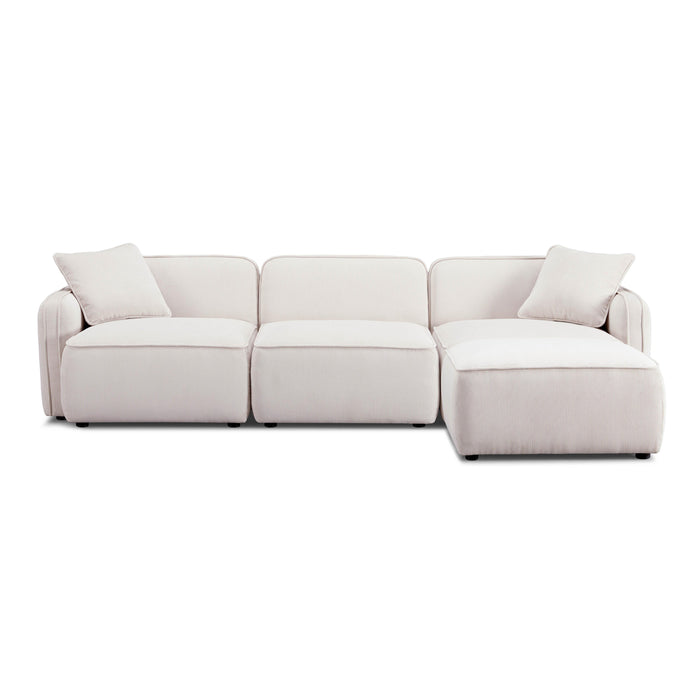 Travie White Sand Performance Corduroy Velvet 4-Piece Modular Sectional