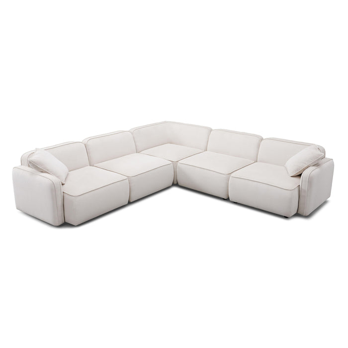 Travie White Sand Performance Corduroy Velvet Modular L-Sectional