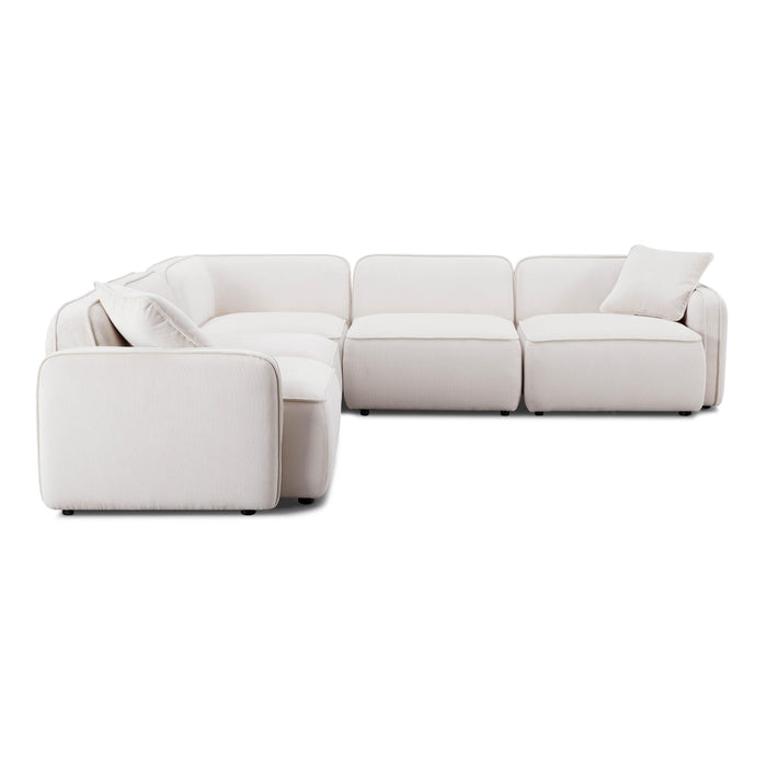 Travie White Sand Performance Corduroy Velvet Modular L-Sectional
