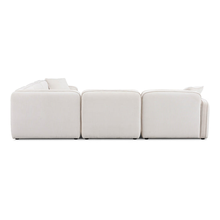 Travie White Sand Performance Corduroy Velvet Modular L-Sectional