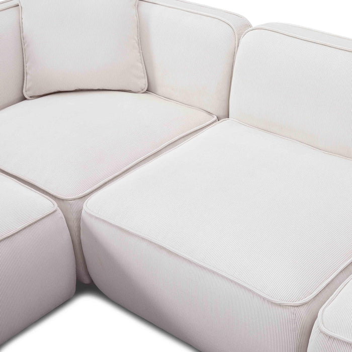 Travie White Sand Performance Corduroy Velvet Modular L-Sectional
