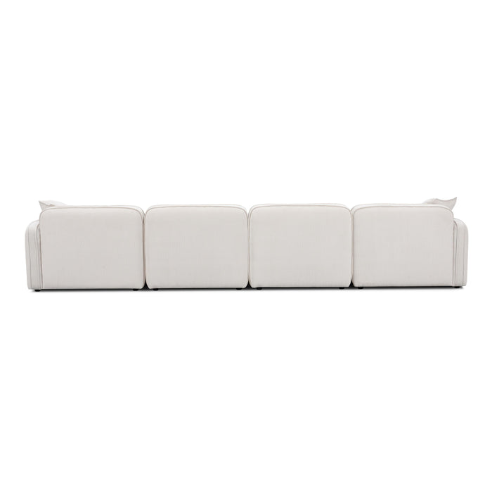 Travie White Sand Performance Corduroy Velvet 6-Piece Modular U-Sectional