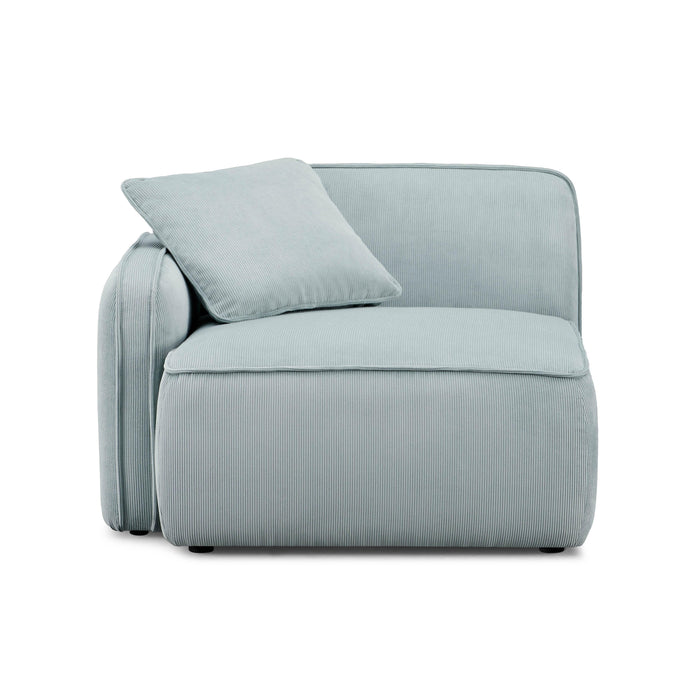 Travie Sea Blue Performance Corduroy Velvet LAF Corner Chair