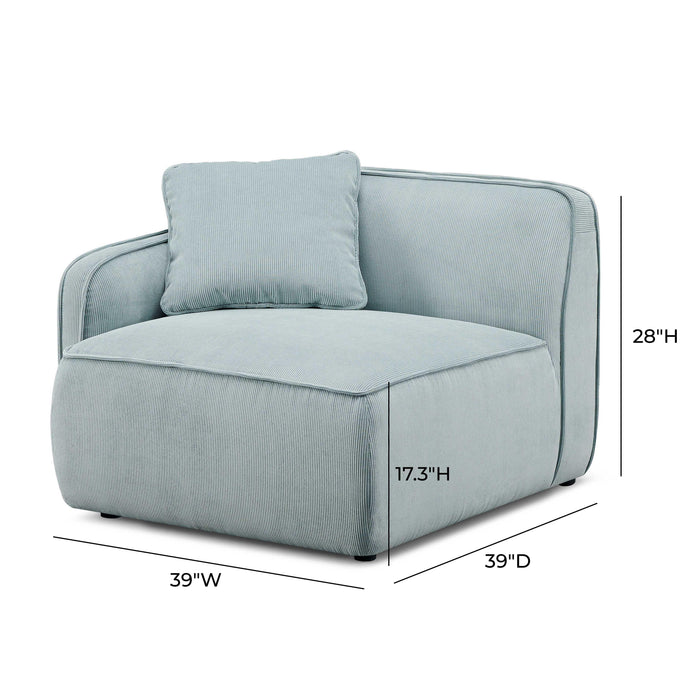 Travie Sea Blue Performance Corduroy Velvet LAF Corner Chair