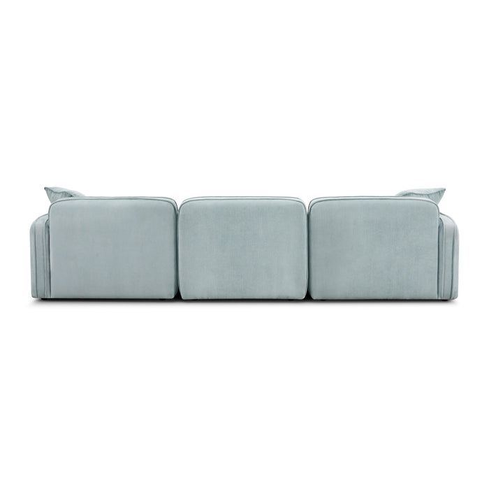 Travie Sea Blue Performance Corduroy Velvet 4-Piece Modular Sectional