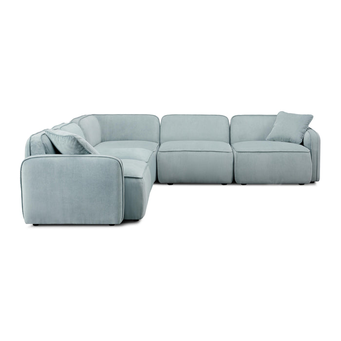 Travie Sea Blue Performance Corduroy Velvet Modular L-Sectional