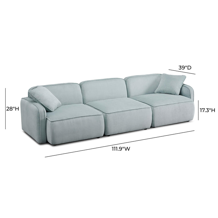 Travie Sea Blue Performance Corduroy Velvet Modular Sofa