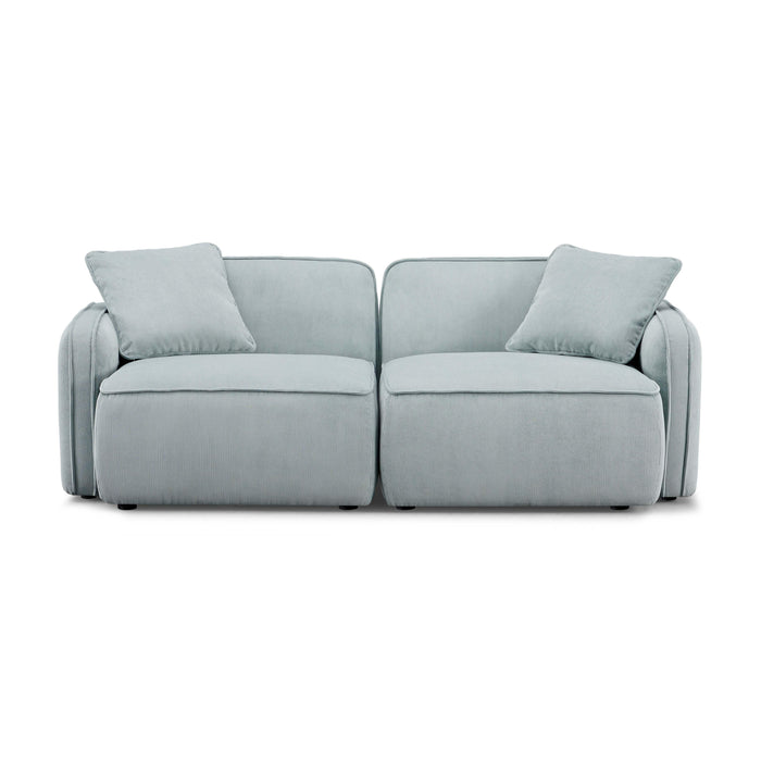 Travie Sea Blue Performance Corduroy Velvet Modular Loveseat