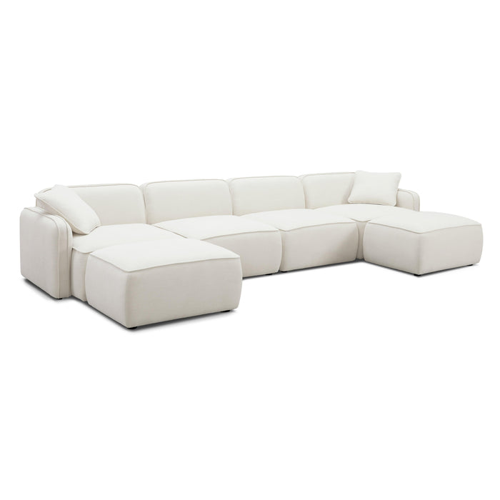 Travie Sand Upcycled Linen 6-Piece Modular U-Sectional