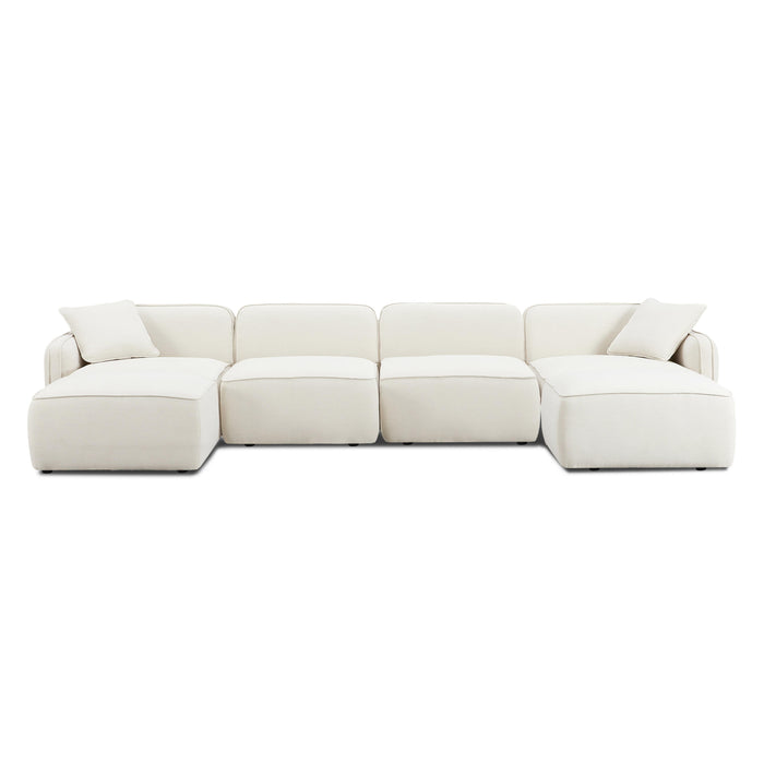 Travie Sand Upcycled Linen 6-Piece Modular U-Sectional