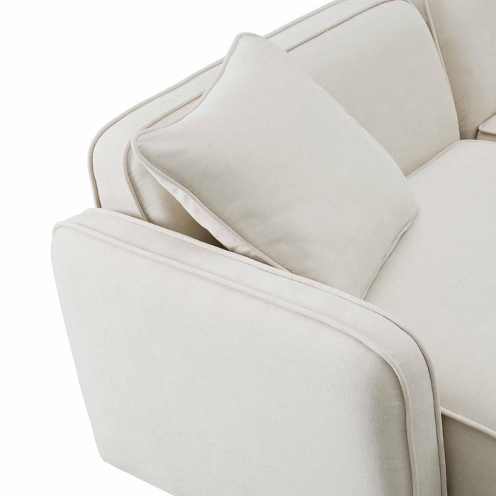 Travie Sand Upcycled Linen 6-Piece Modular U-Sectional