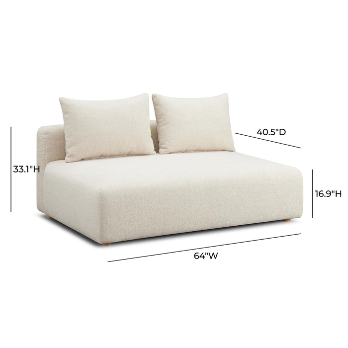 Hangover Cream Heavy Textured Fabric Modular Loveseat
