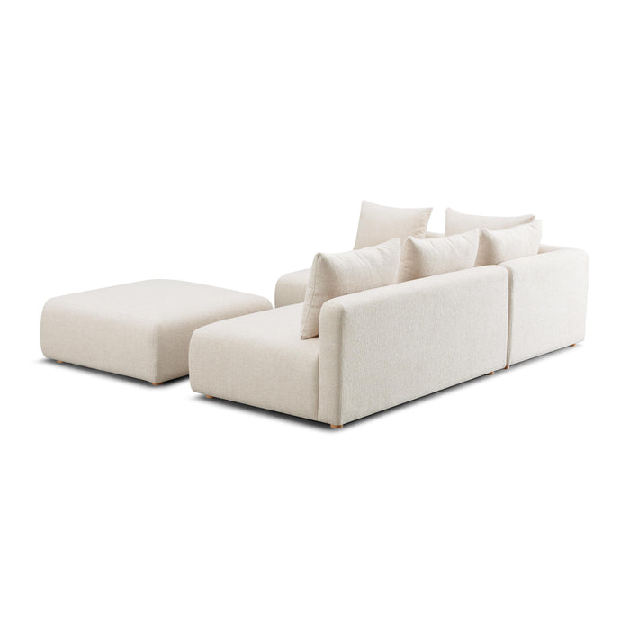 Hangover Cream Heavy Textured Fabric 4-Piece Modular Chaise Sectional