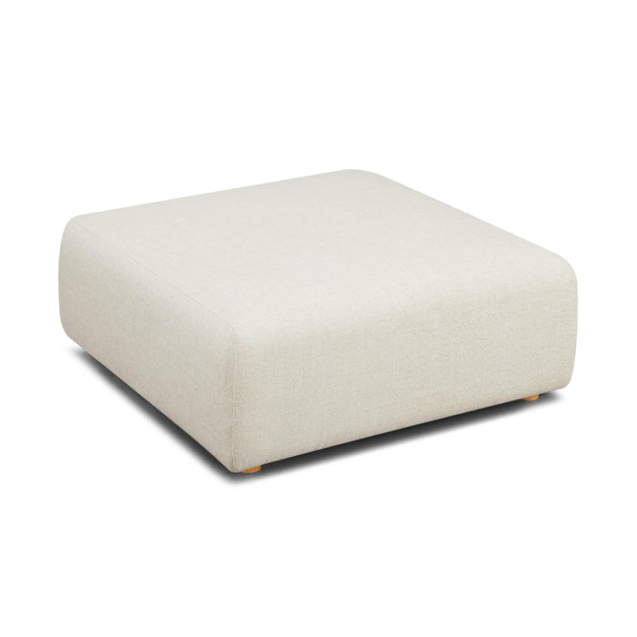 Hangover Cream Heavy Textured Fabric Ottoman
