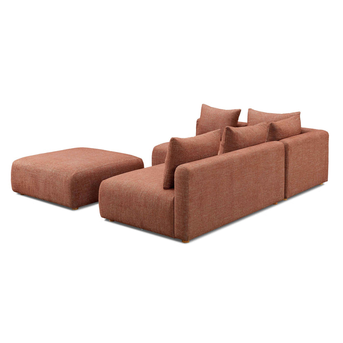Hangover Sedona Red Textured Fabric 4-Piece Modular Chaise Sectional
