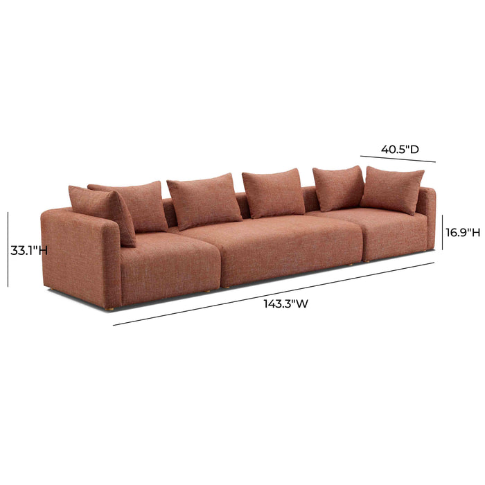 Hangover Sedona Red Textured Fabric 145 inch Long Sofa