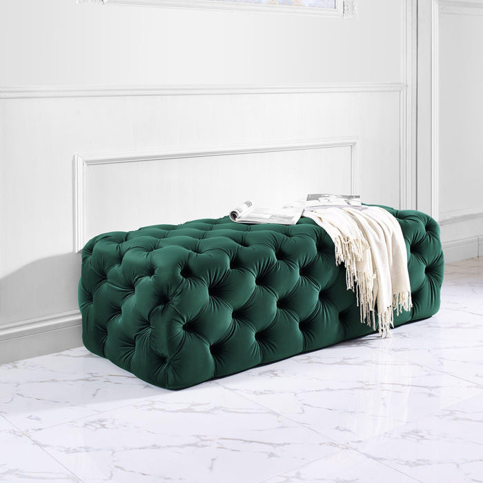 Kaylee Green Velvet Ottoman - UK