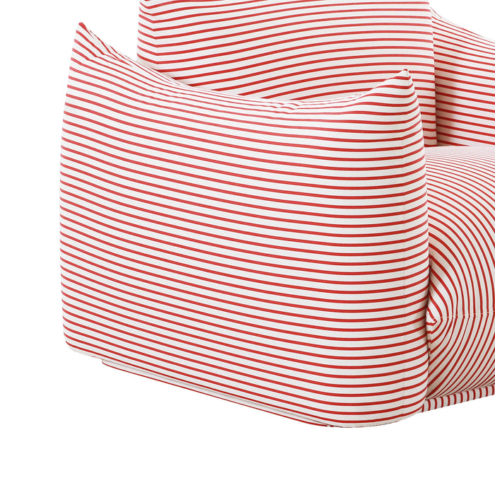 Saint Tropez Pearl and Red Striped Stuffed Outdoor Armchair - UK