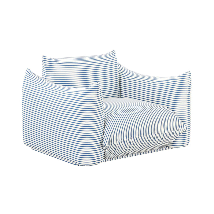 Saint Tropez Pearl and Blue Striped Stuffed Outdoor Armchair - UK